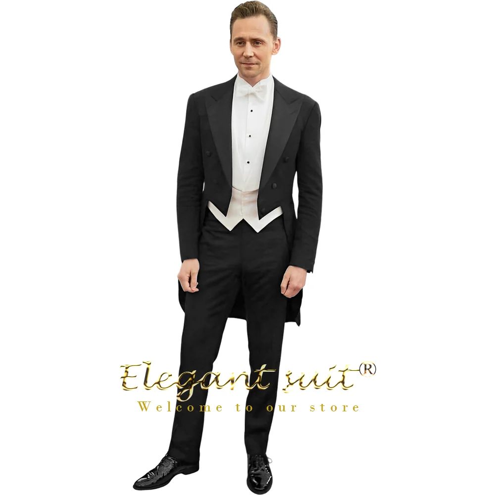 

Men's 3 Piece Elegant Long Tailcoat Tuxedo Suit Refined Formal Dress for Prestigious Distinguished Occasions