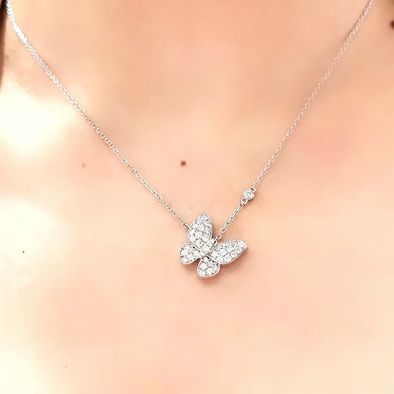 

Женская подвеска в форме бабочки из платины 950, выращенная в лаборатории, DEF VS-VVS, 1,20 карата, включает цепочку