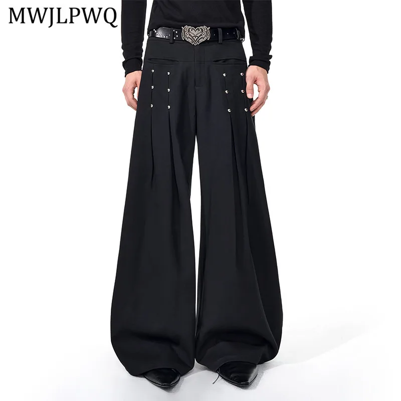 

MWJLPWQ Draped Metal Design Male Casual Pants For Men High Street Autumn New High-End Wide-Leg Suit Trousers 2025 Fashion 11576