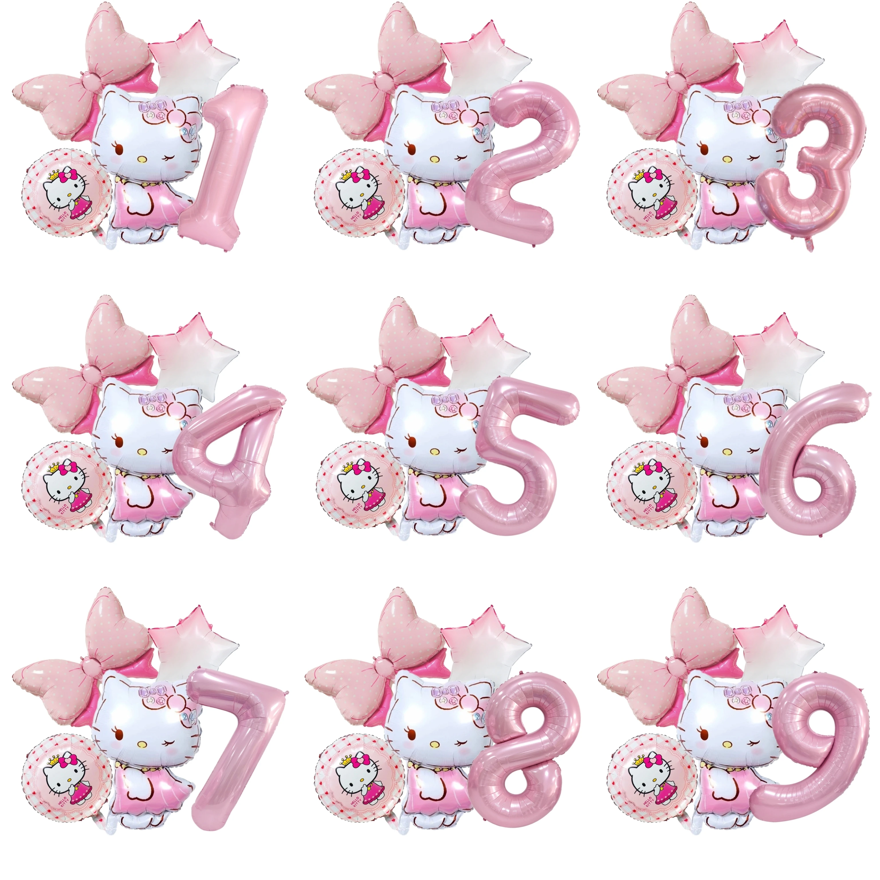 Zestaw dekoracji na przyjęcie urodzinowe w stylu Hello Kitty, kawaii, balony foliowe z numerami 32 cale, prezent dla dziewczynek na baby shower, zabawki.