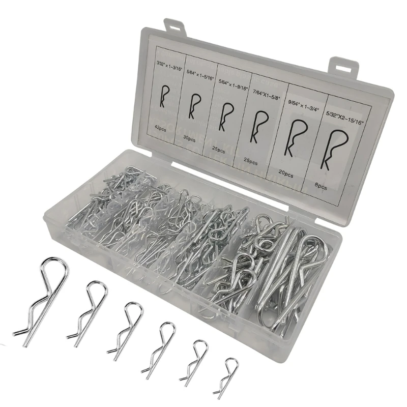 150Pcs Cotter Pins Assortment Kits Spring Clip Retainer Pins Retaining Pins Tractor Cotter Pins for Hitch Pins, Machinery