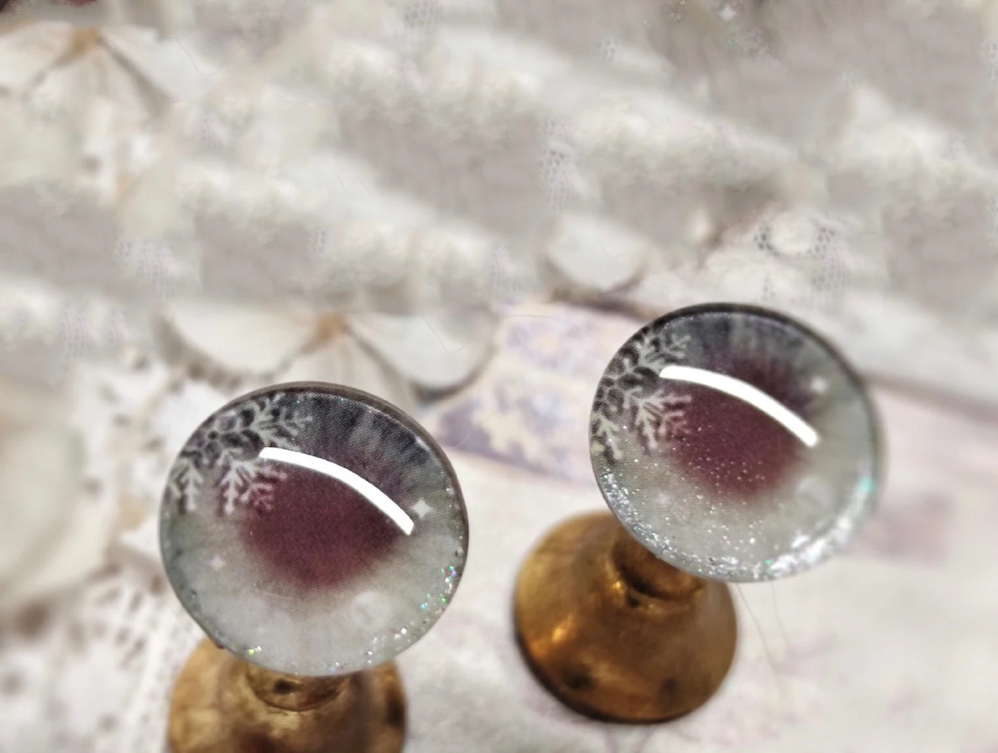 

2026 Dula Аксессуары для кукол Блайт: магнитные глазные чипы ручной работы с рисованным принтом «Снежинки»