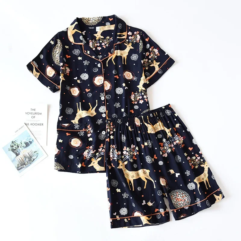 Summer News Pijama Mujer Thin Section Short-sleeved Shorts Large Floral Print Pajamas Home Service Ladies Pajamas For Women