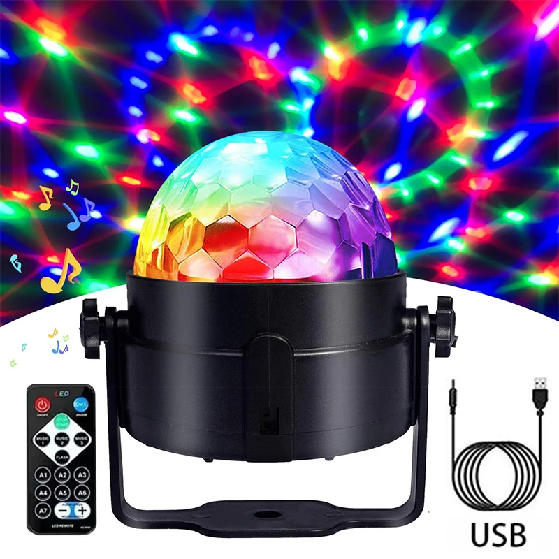 

RGB Flashing Disco Ball Party Lights, LED Stage Spotlight w/Rotating Effects,Christmas Halloween Karaoke Wedding Birthday Decor