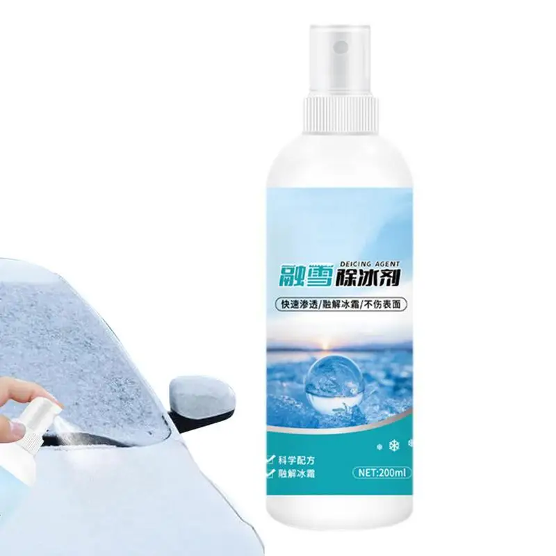 Windshield Ice Melt Spray Windshield Defroster Deicing Effective Spray 200ml Rapid Thawing Ice Remover Melting Spray For Car