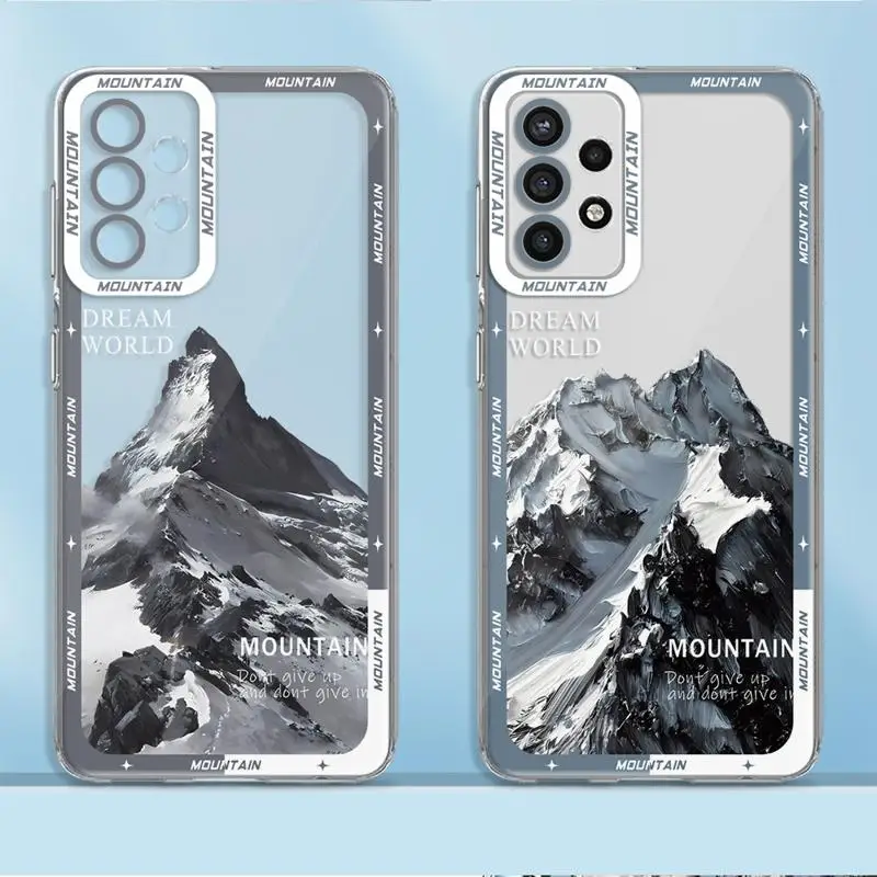 Snow Mountain Phone Case for Samsung Galaxy S24 Ultra S23 FE S22 S23 S20 Plus S21 S20 FE Note 20 10 Plus Transparent Soft Cover