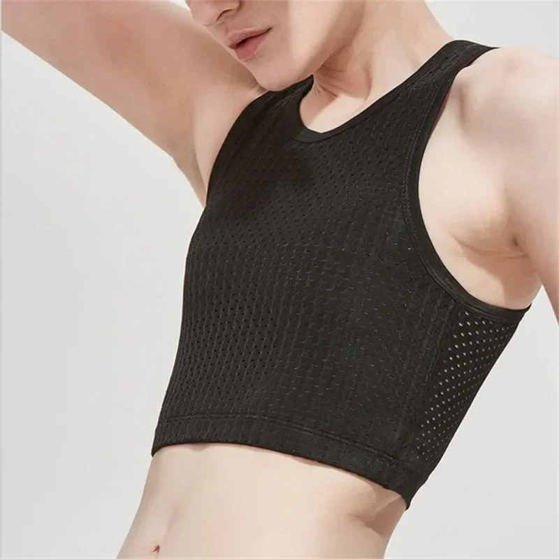 New Sports Tank Tops Mesh Breathable Shaper Summer Camisole Vest Sportwear Crop Top Flat Breast Corset Stretch Body Shaping Bra