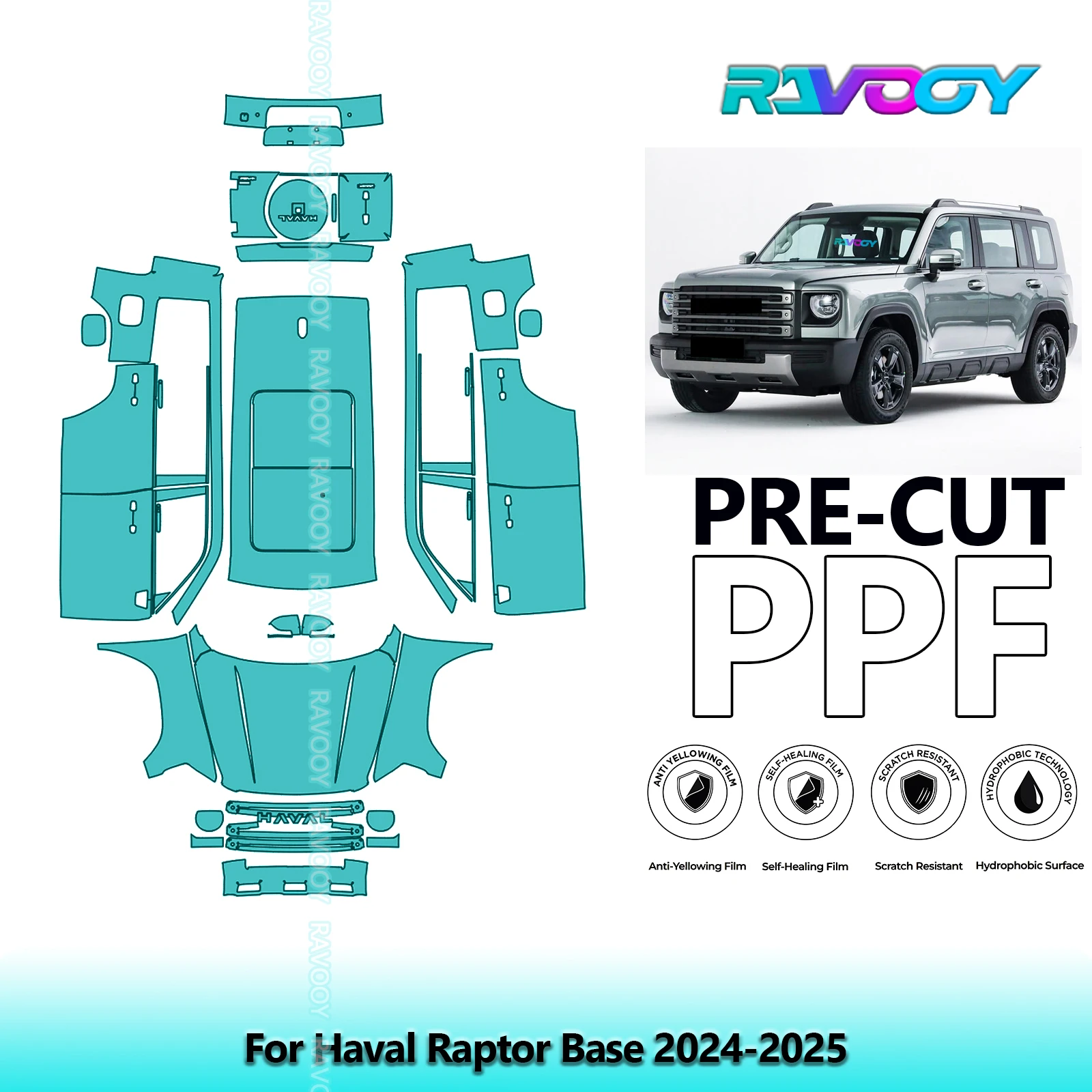 

Full Vehicle Clear Bra Precut PPF Paint Protection Film For Haval Raptor Base 2024-2025