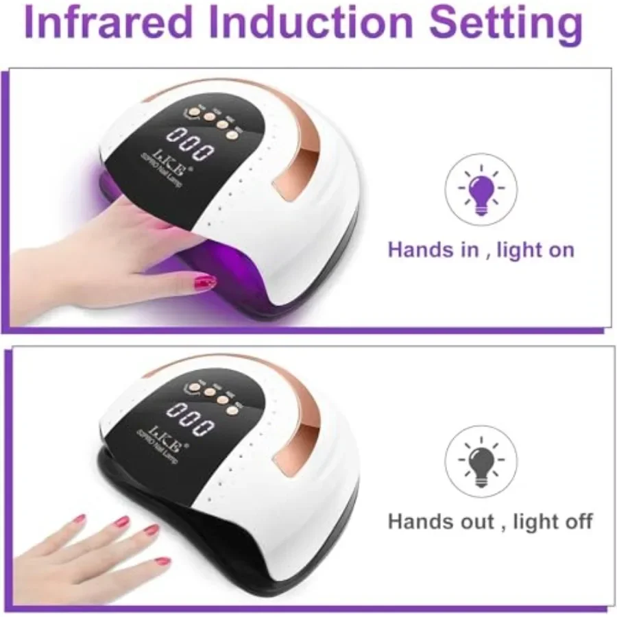 268W UV LED-nagellamp Nageldroger voor gellak 4 timers UV-nagellamp Professioneel nagellicht 57 stuks Lampkralen en automatisch Se