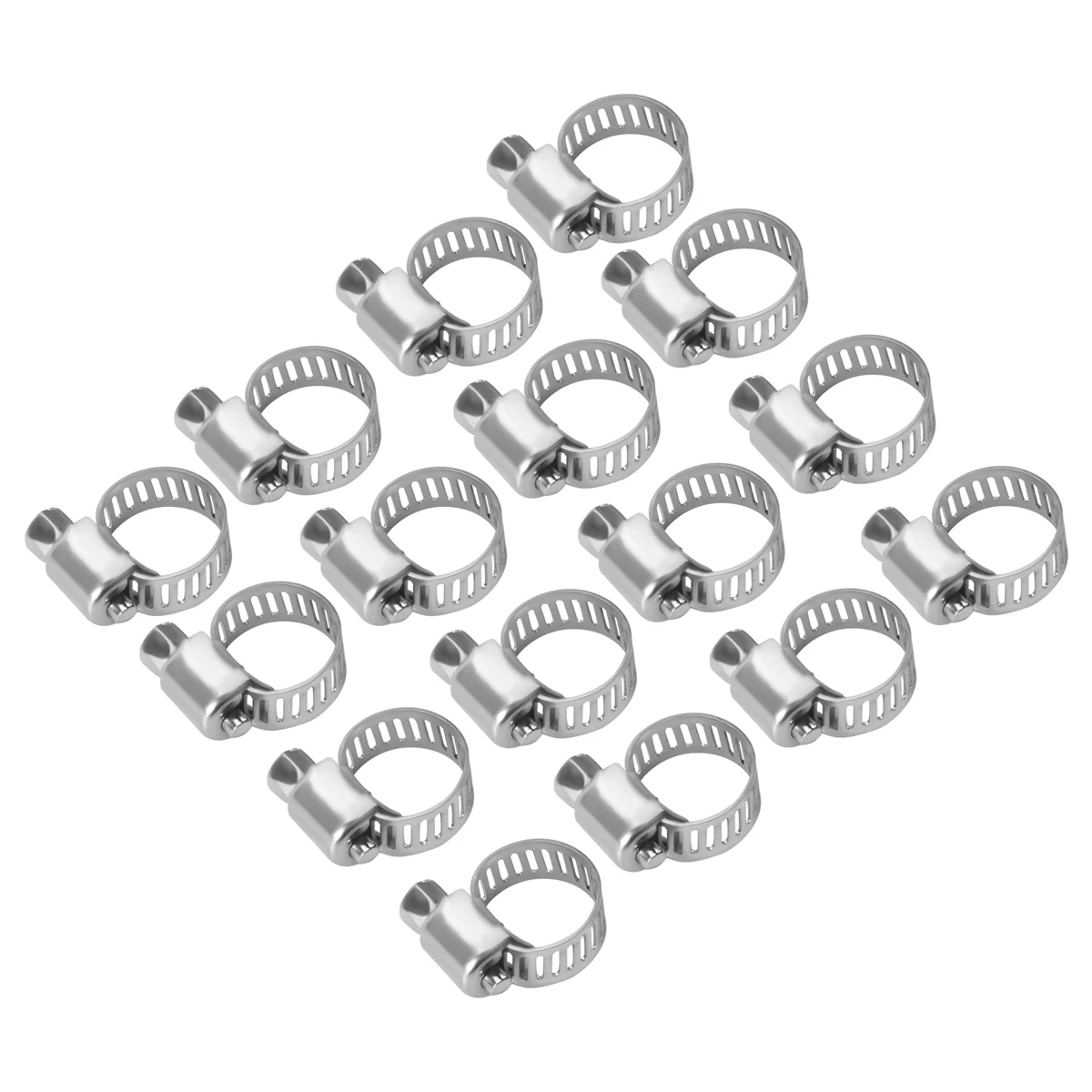 16 Pcs Stainless Steel Adjustable Car Fuel Hose Clamp Pipe Sealing Clip 6-12 Mm