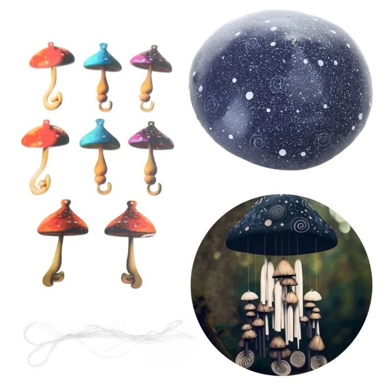 New Traditional Resin Mushroom Campanula, Rustproof Material, Soothing Ringing Sound Yard Wind Chimes, Outdoor