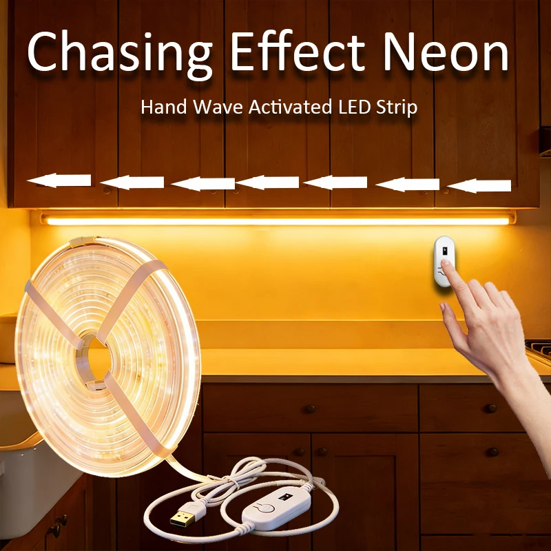 

USB Motion Sensor Neon LED Strip Dual Color Temperature for Cabinet Wardrobe Lighting
