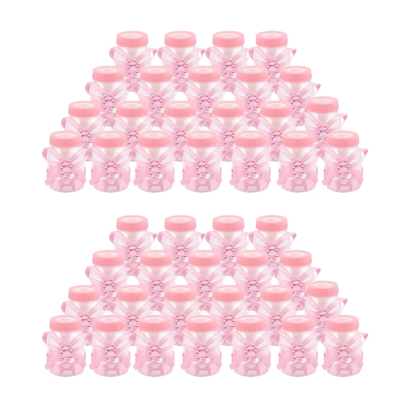 

48 X Baby Bottle Mini Baby Bottle 4X9cm Rhinestone Pink Bear Gift Favor Baby Girl Baby Baptism CNIM Hot