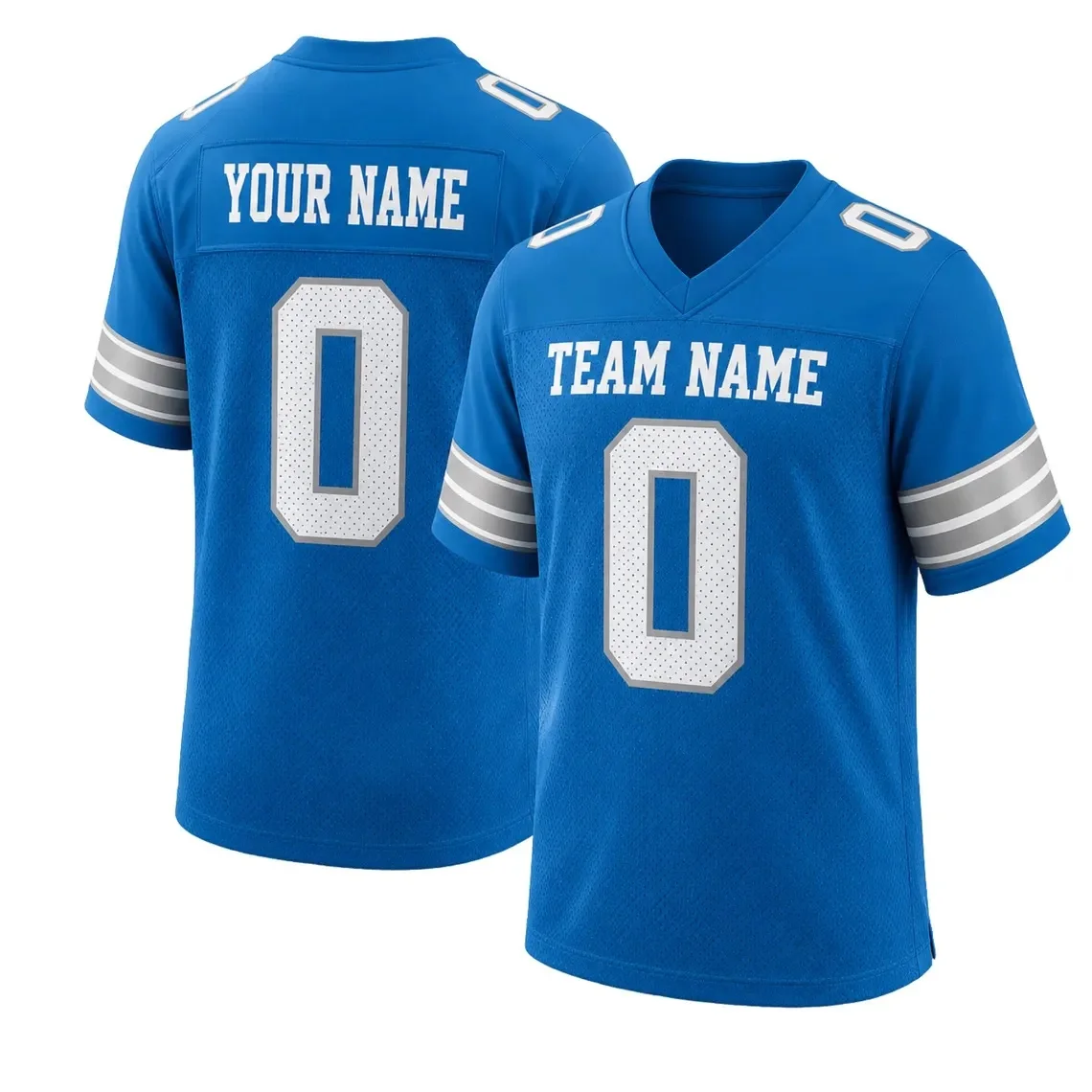 Detroit Football Jersey, Hybrid Mesh V-Neck Shirt, Custom Name Number Gift，Short Sleeve Summer Unisex T-shirt