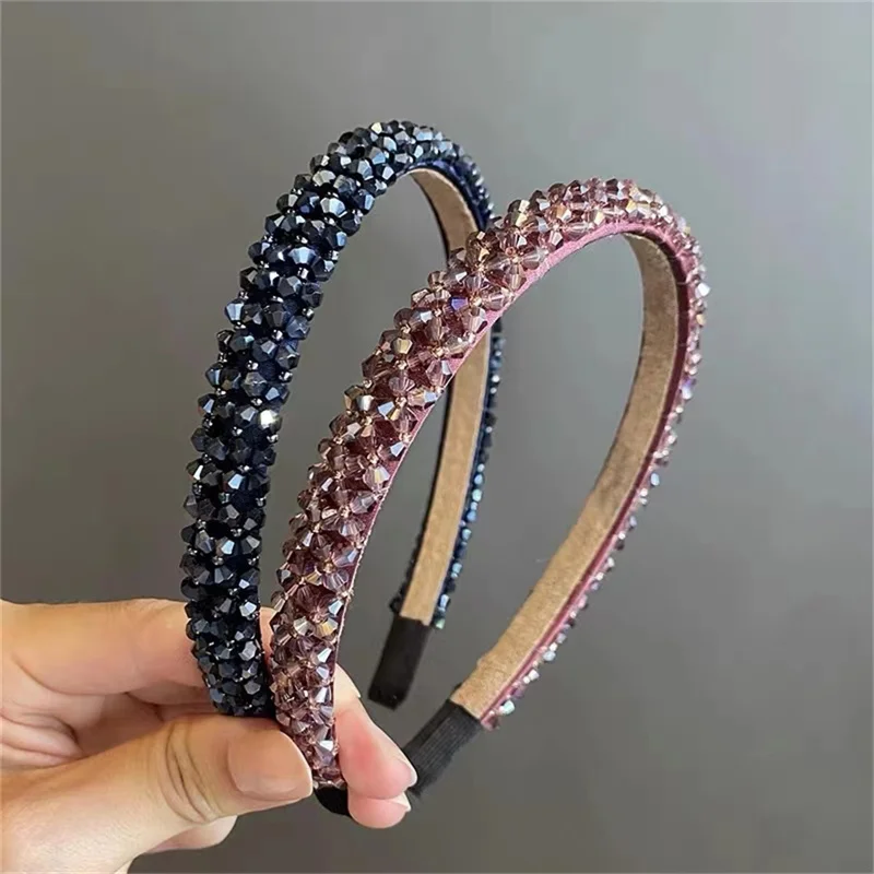 Fashion Women Crystal Headband Beaded Metal Flower Hairband Jewelry Female Rhinestone Pearl Headwear Hair Hoop Hair Accessories