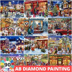 AB New Arrival 90 Colors Diamond Painting Christmas Street Cross Stitch Kits Diamond Embroidery Landscape Art Mosaic Wall Decor