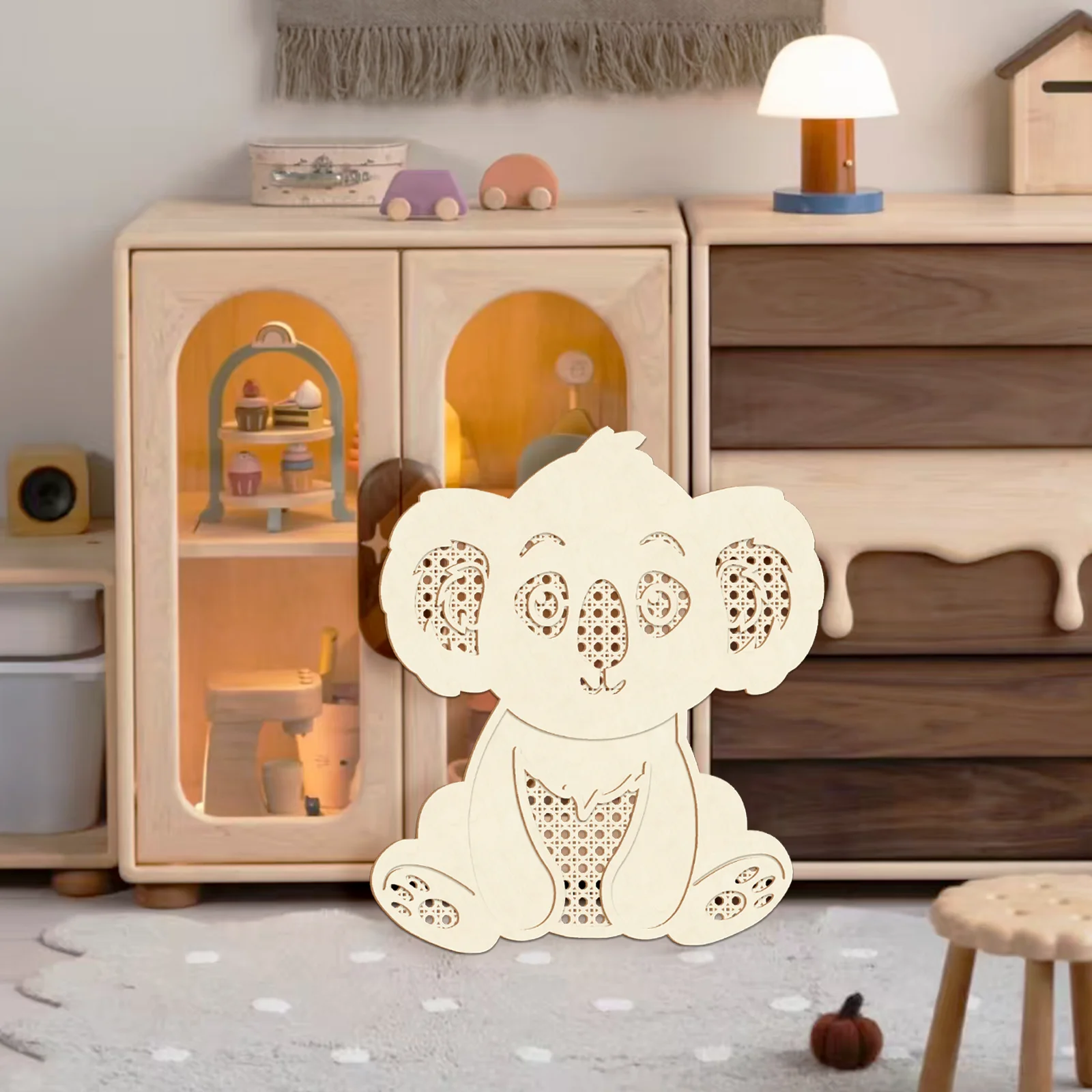 

DIY Paint Your Own Koala Wooden Wall Art - 31.8x27.4cm Unpainted Laser-Cut Decor, Customizable Kids Room Animal Craft Kit