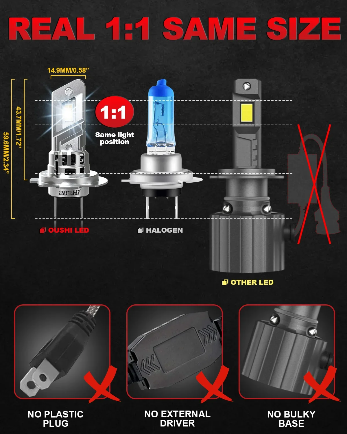 OUSHI 2x عالية الطاقة H7 Led المصباح Canbus H18 لمبة السيارة 6000K الضوء الأبيض موتو ديود مصباح سوبر Led لأودي A4 B8 2008 ~ 2015