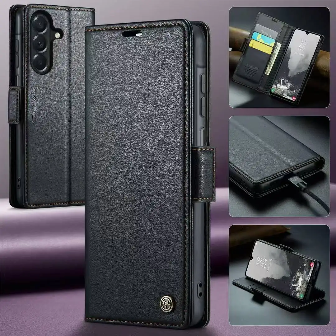 Flip Leather Card Wallet Case for Samsung S26 S25 Edge S24FE S23 Ultra S22 A57 A27 A37 A16 A36 A56 A15 A35 A55 A34 A54 A53 Cover