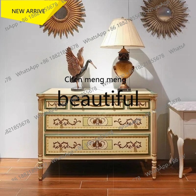 

X M132 Solid wood retro chest of drawers, living room small apartment, storage, foyer entrance, bedroom locker