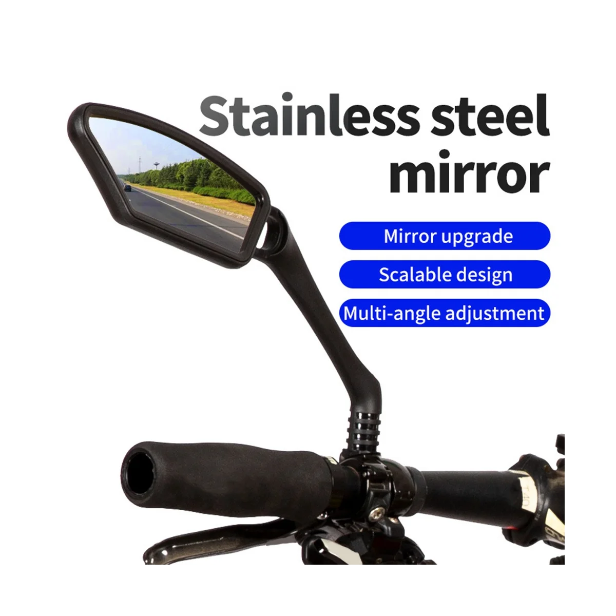 Handlebar Bike Mirror, HD Blast-Resistant, Adjustable Rotatable Bike Mirror, Rearview Mirror, Bicycle Mirror Left+Right