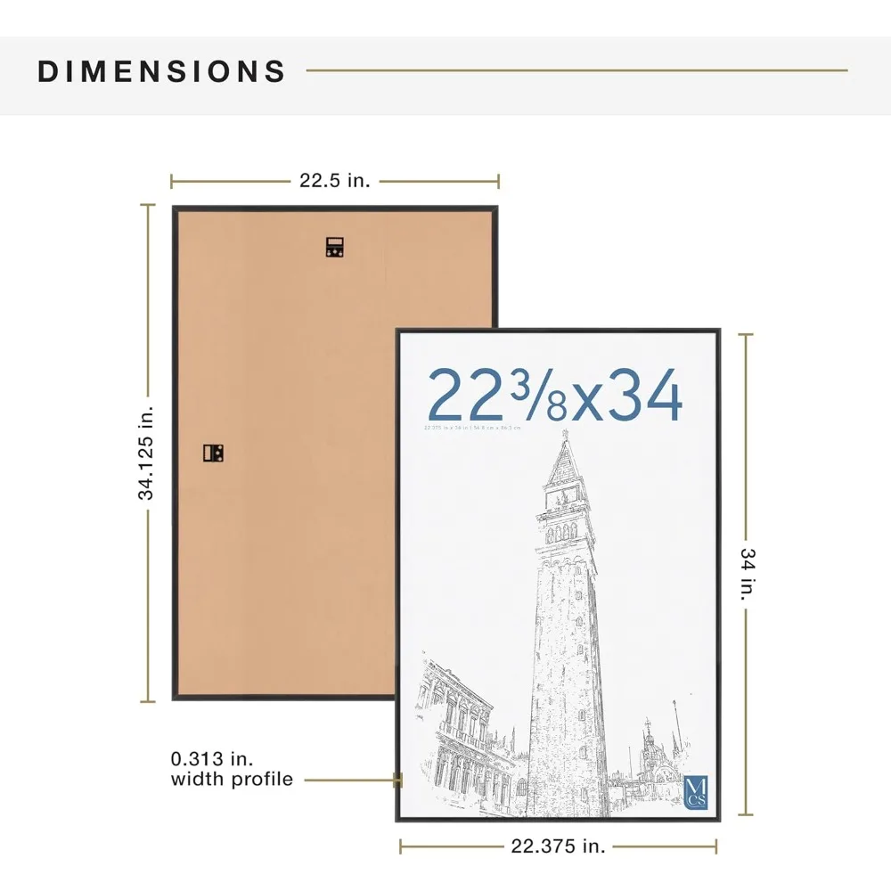إطار صورة كبير 22 × 34 أسود خفيف الوزن للتعليق على الحائط عموديًا أفقيًا لديكور معرض المطبوعات الفنية والملصقات