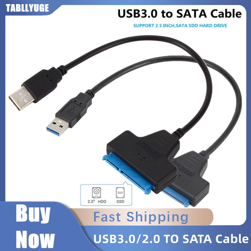 SATA to USB 3.0 / 2.0 Cable Up to 6 Gbps for 2.5 Inch External HDD SSD Hard Drive SATA 3 22 Pin Adapter USB 3.0 to Sata III Cord