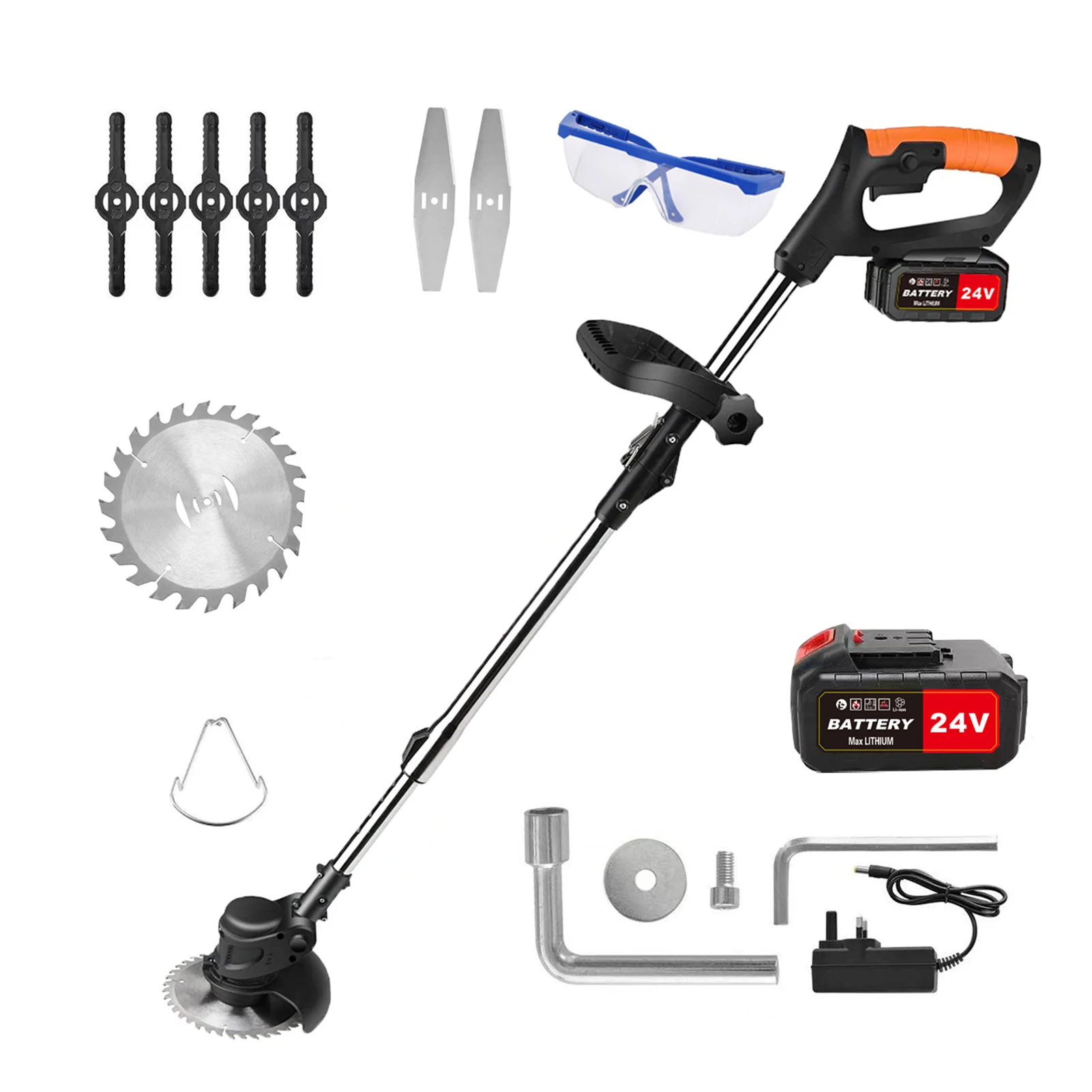 Powerful Brush Cutter Cordless Weed Eater Battery Operated With Dual Switch Safety Lock Weeding Portable +2 battery