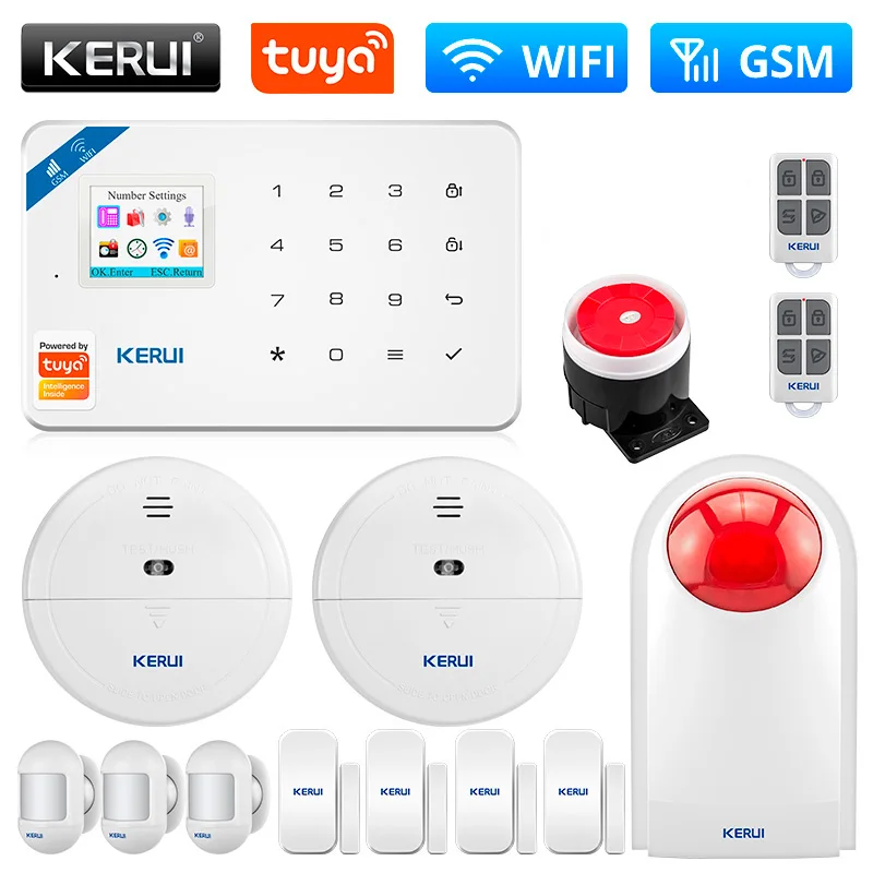 

KERUI W181 Tuya Smart WIFI GSM Security Alarm System Works for Home Burglar Motion Sensor Detector Door Window Sensor Alarm Kit