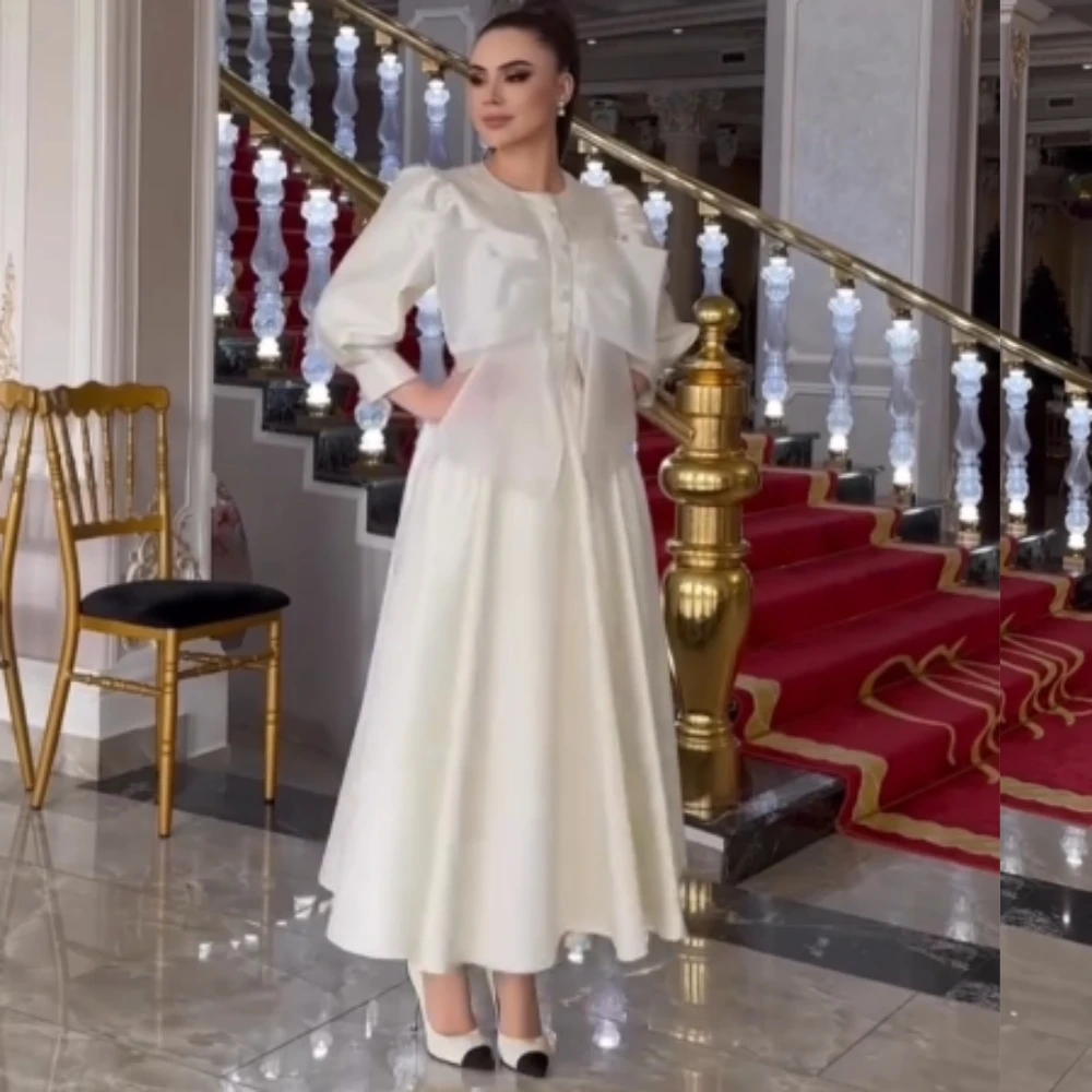 Vestido Midi de satén con lentejuelas, cuello redondo, a medida, para playa