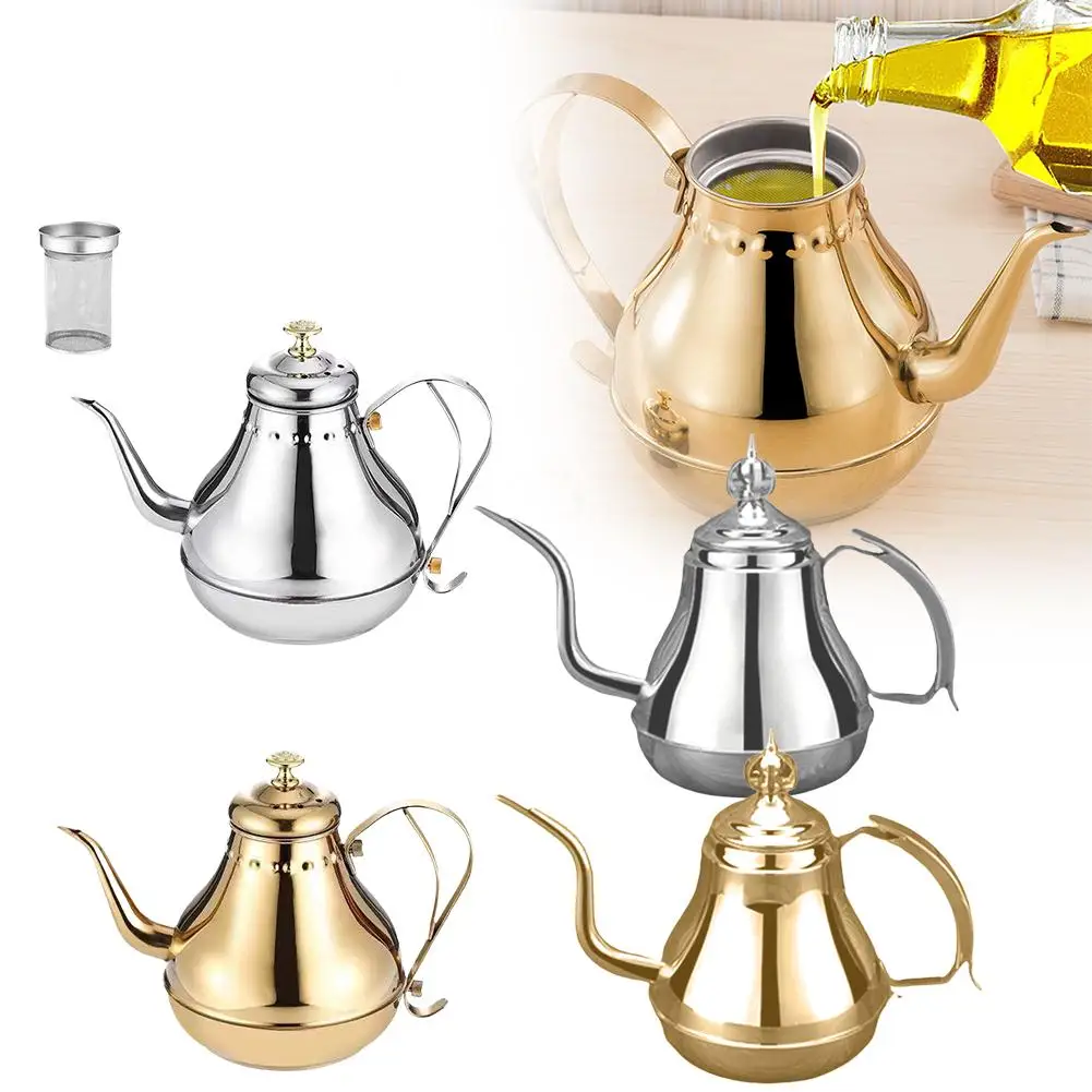 Stainless Steel Pot Narrow Mouth With Filter Tea Brewing Large Oil Kettle Pot Capacity Restaurant Coffee D9L2