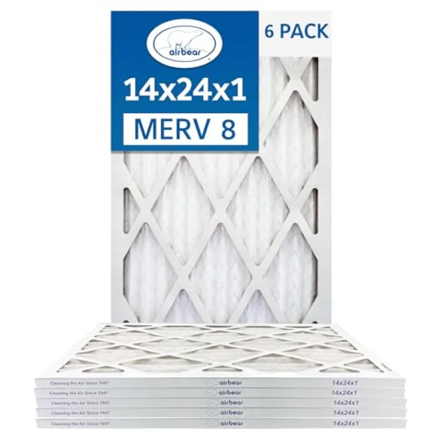 

Воздушный фильтр 14x24x1 MERV 8, 6 штук, высокоэффективные гофрированные фильтры для систем отопления, вентиляции и кондиционирования воздуха, замена для домашних систем отопления и охлаждения