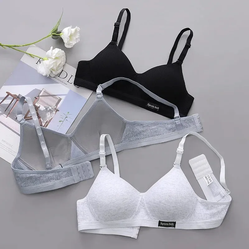 Pure Cotton Underwear Without Steel Rings, Ab Cup Bra, Small Chest, Thin Style, Gathered To Prevent Sagging in Summer Women Bra