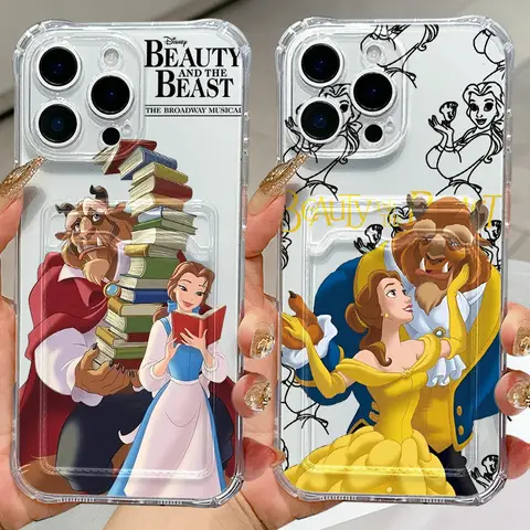Card Hold Case For iPhone 17e 17 16 15 14 13 12 11 Mini Pro Max XSMax Air Plus Anti-fall Beauty and the Beast Mulan Princess