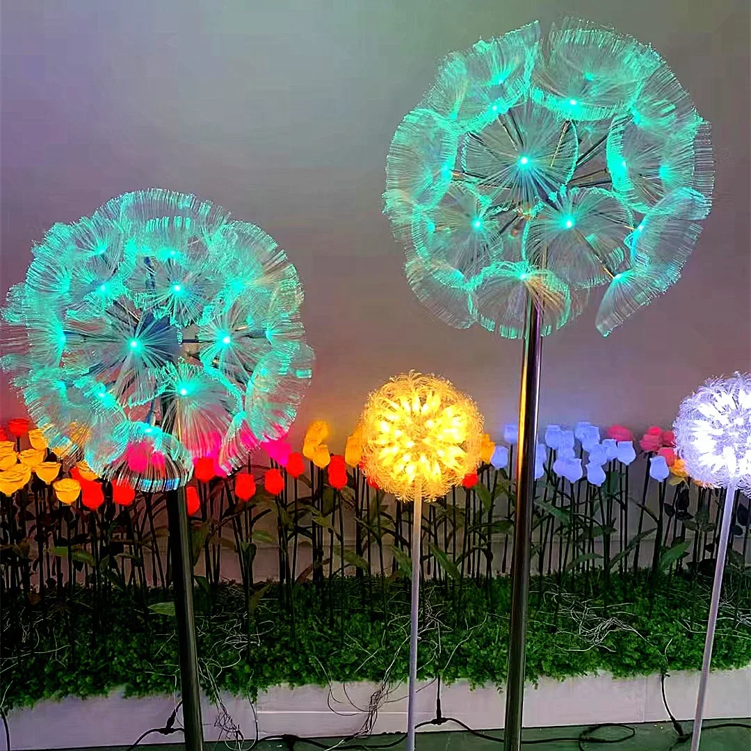 Dia60cm CE RoHs RGB LED Fiber Optic Dandelion Festival Light For Holiday