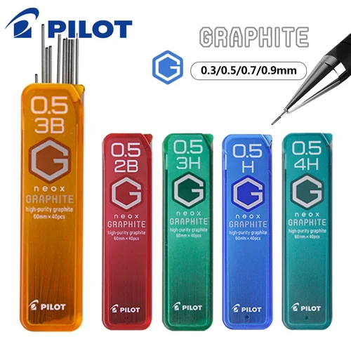 Lápiz mecánico de piloto japonés, plomo de alta pureza, 0,3/0,5/0,7/0,9mm, HB 2B, duro para romper, suministros escolares bonitos, 1 Uds.