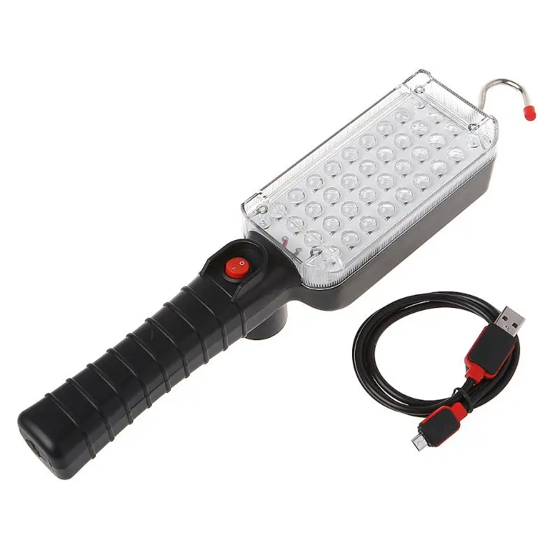 1 Set Portable USB Rechargeable Work Light COB Repairing Lamp With Magnet & Hook 34 LED Flashlight ON/OFF Whosale&Dropship