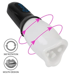 Automatic Rotating Male Masturbator Spikes Fake Mouth Vibrators For Men Glans Sucking Penis Trainer Cock Exerciser Oral Sex Toys