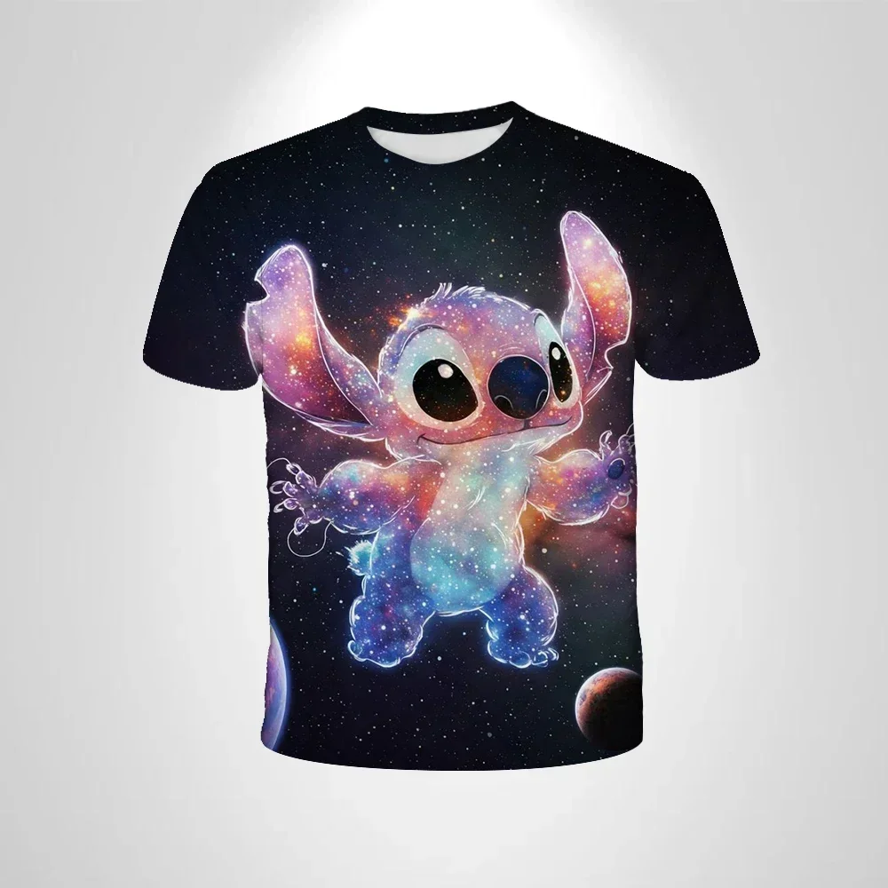 

Cartoon Stitch T-shirt 3-14 Year Children T-shirt Tops Adult Clothing Casual Breathable Summer Cute Blue Boy T-shirt 3D Printing