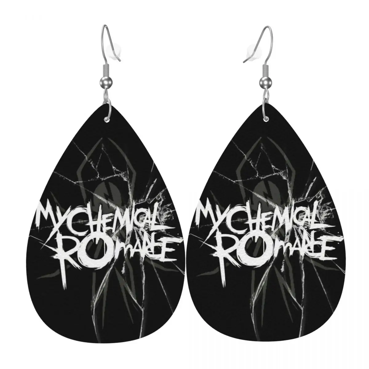 

Custom My Chemical Romance Leather Teardrop Earrings Personalized For Women Jewelry Accessories For Valentine's Day