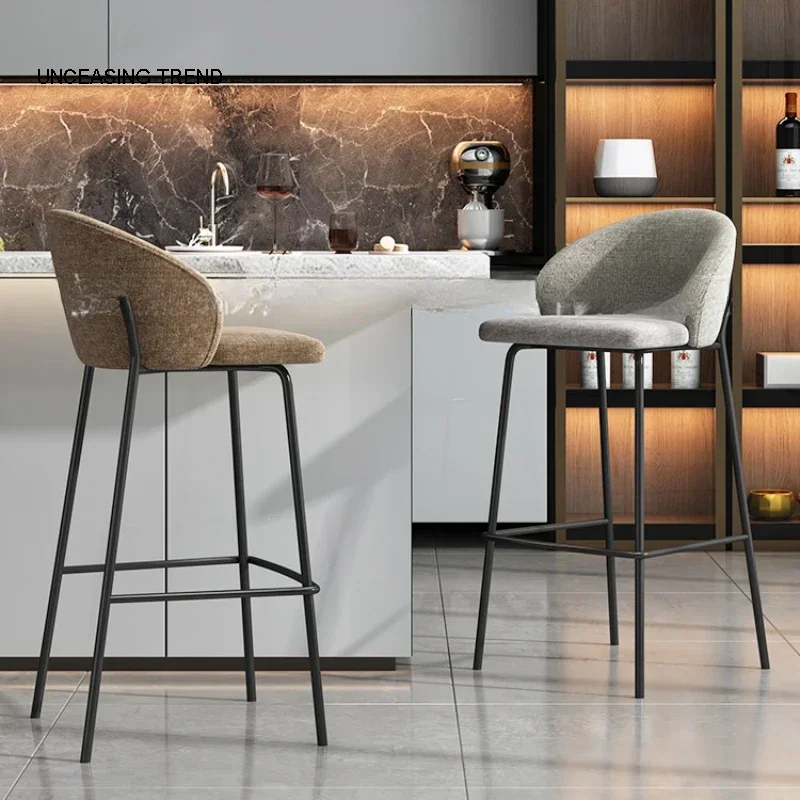 Tabouret de bar en velours blanc, mobilier de luxe minimaliste