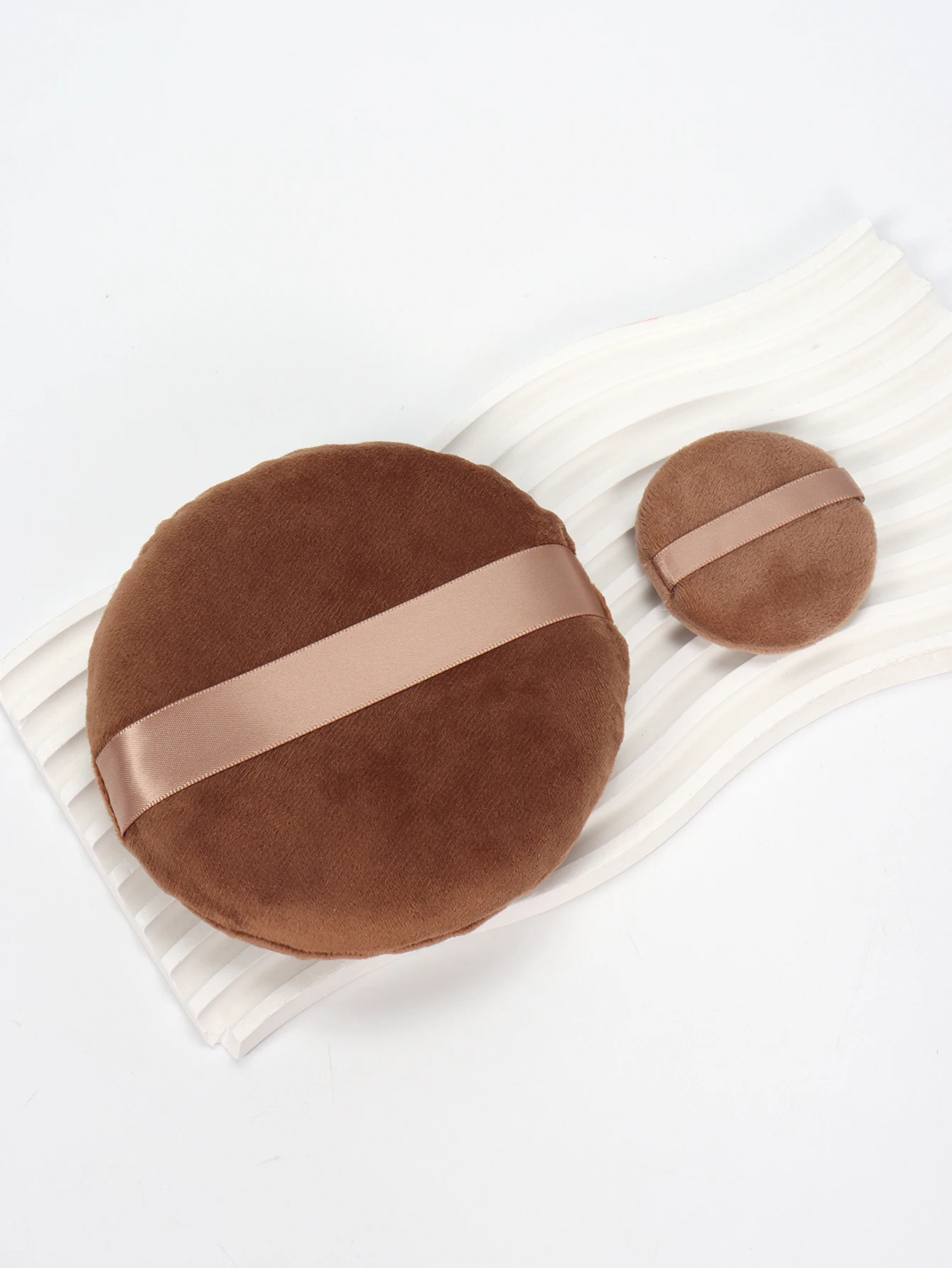 125mmBouffée de poudre de velours de coton grande bouffée de poudre libre maquilleur bouffée de poudre ronde ruban de coton crochet gant à main bouffée