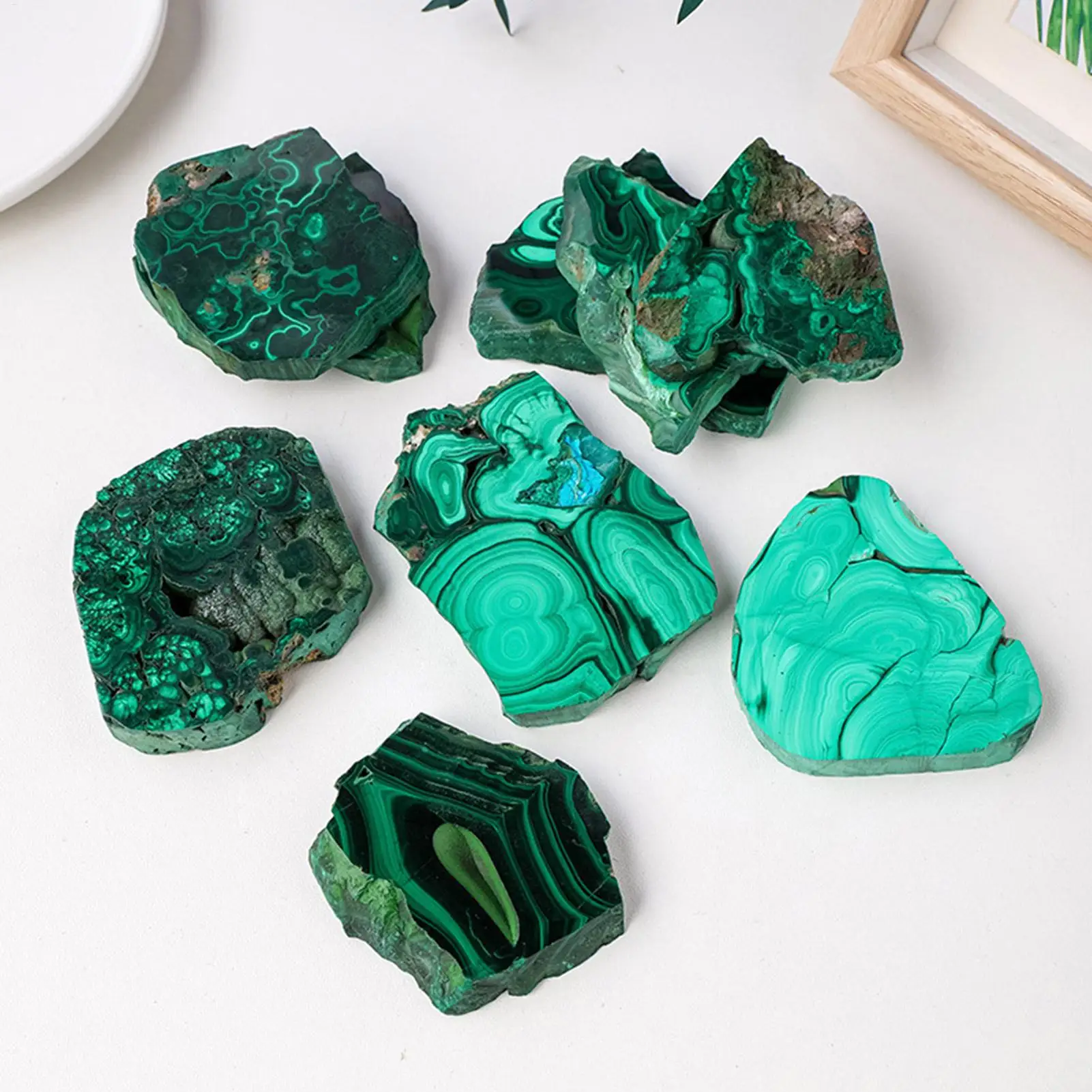 1pc Natural Malachite Polished Slice Home Garden Art Decor Crafting Accessories Crystal for Rock Collecting Meditation Relaxing
