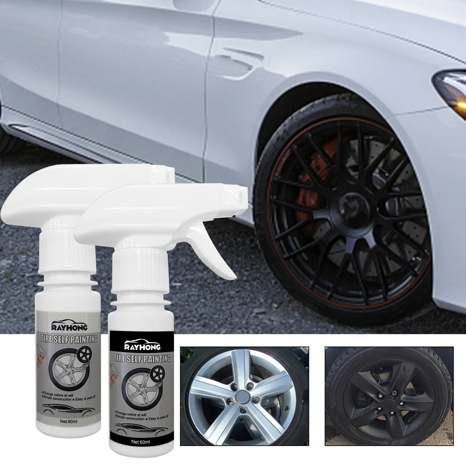 60ml Car Tire Coat Spray Matte White Paint Spray Tire Self Painting Protection Coat Spray Paint Bomb For Car Rim Car Accessories