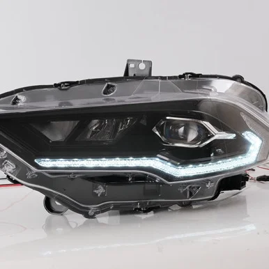 for 2018-UP Mustang Modified Head light with LED DRL Sequential signal LED beam lens and welcome light