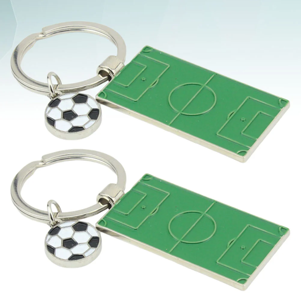 2 PCS Cartoon Football Field Pendant Pendants Creative Keychain Adorable Keyrings Decor Hanging