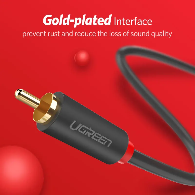 Ugreen-Cable de audio para dispositivos móviles, cable RCA chapado en oro, longitud de 2m, 3m, 5m para DVD o cine en casa, amplificador de televisor, CD y Soundbox