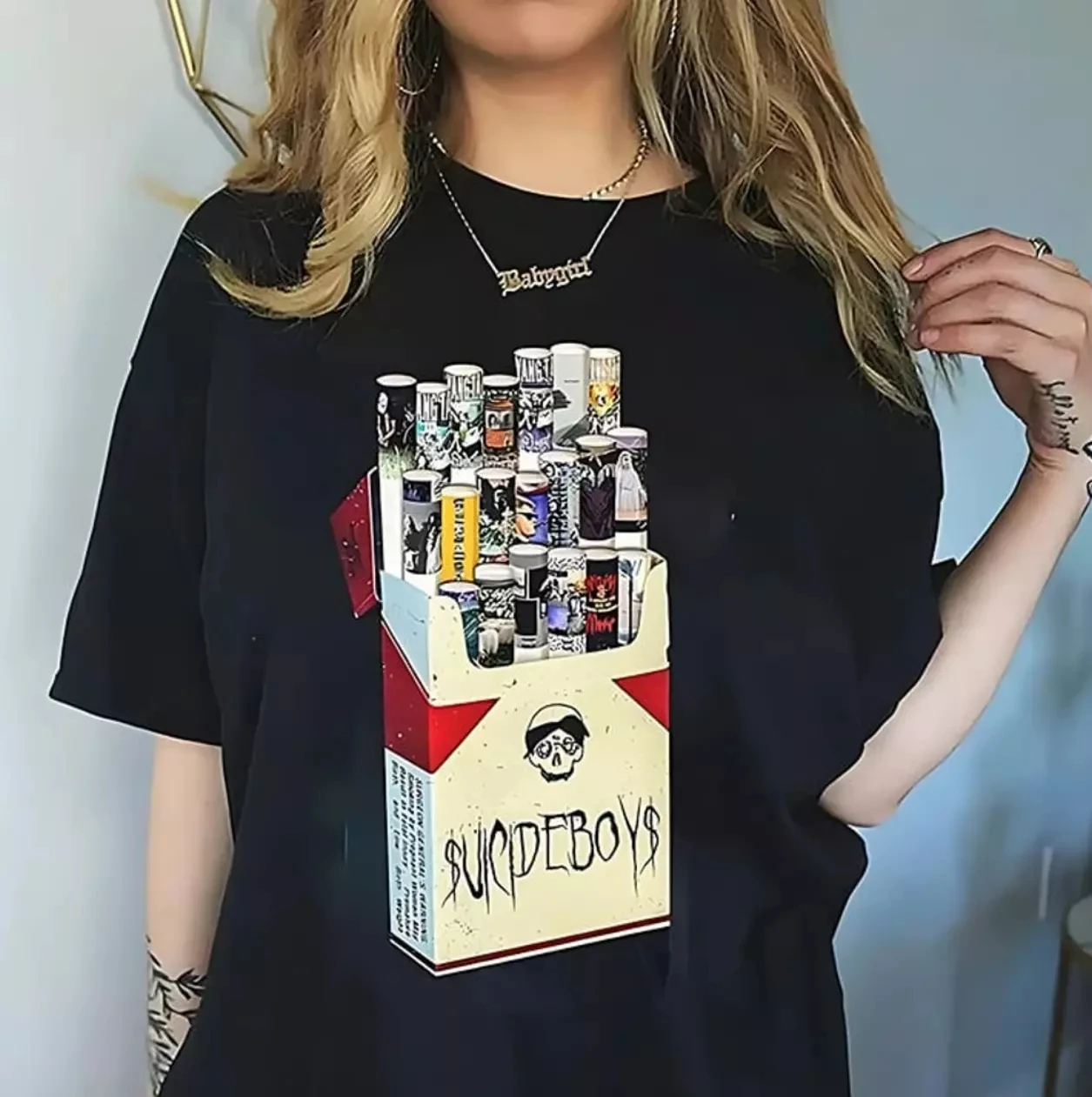 

2025 Short Sleeve Vintage Vintage Suicideboys Cigarette Album Shirt, Vintage G59 S-4XL Men Women European American Y2k Cotton
