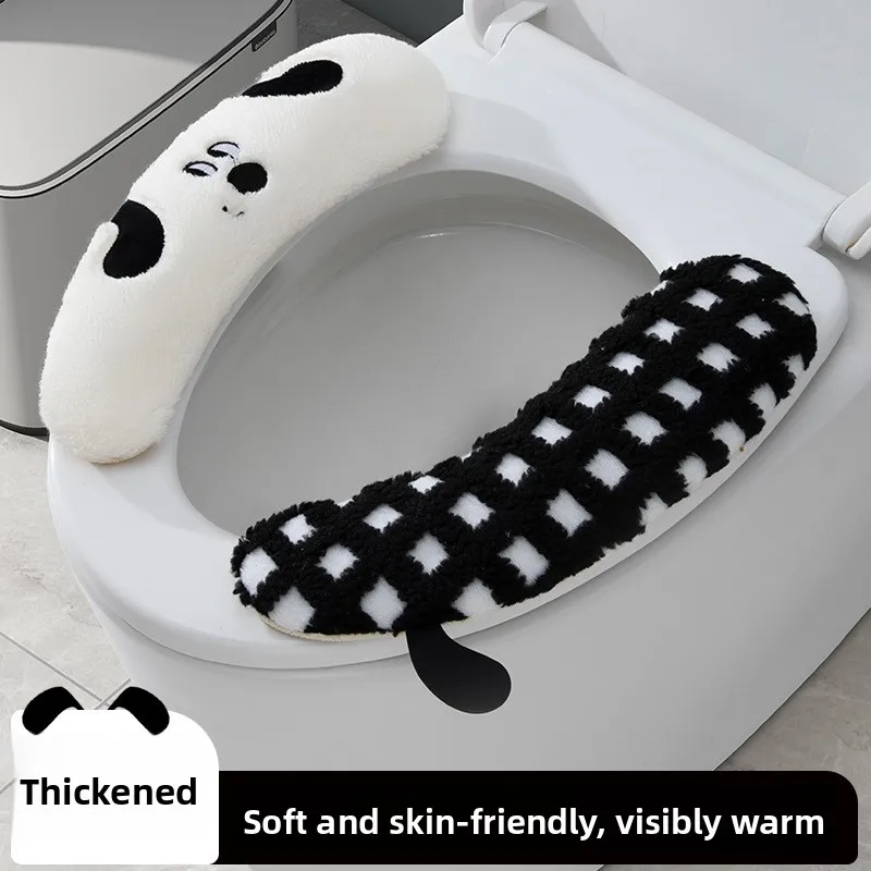 ملصق مرحاض بمقبض كرتوني منزلي، عالمي في جميع الفصول، وسادة مقعد مرحاض منزلية مقاومة للماء #1