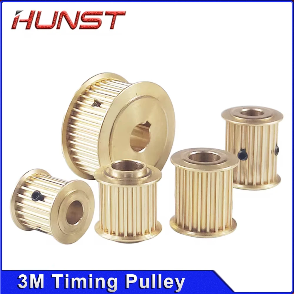 HUNST  Copper Synchronizing Gear,Timing Pulley HTD 3M  Pulley Synch  Motor Wheel for DIY CO2 Laser Engraving Cutting Machine